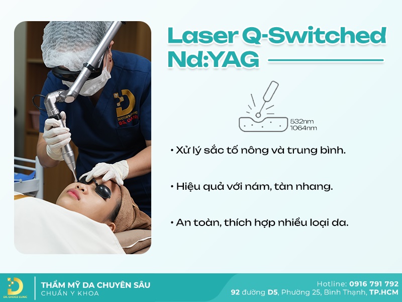 Phòng khám điều trị bớt sắc tố da tại TPHCM hiệu quả 30 Laser Q-Switched Nd