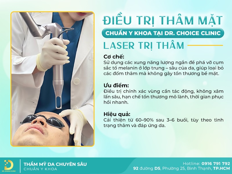 Phòng khám điều trị thâm mặt tại TPHCM chuẩn an toàn 12 Laser trị thâm