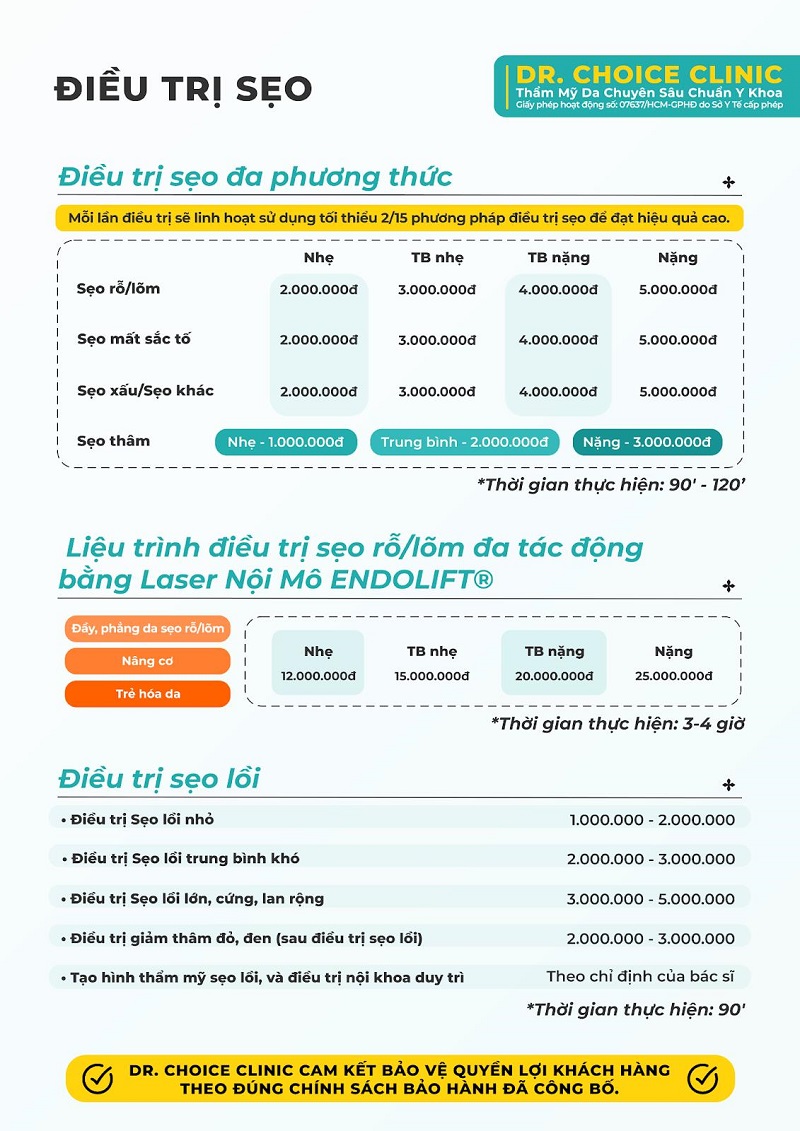 Phòng khám trị sẹo xấu tại TPHCM an toàn, hiệu quả 9 bảng giá điều trị sẹo xấu