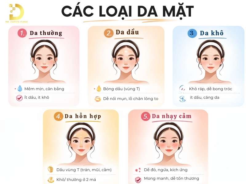 Da Mặt Có Mấy Loại? Yếu Tố Ảnh Hưởng Và Cách Nhận Biết 9 Hệ thống phân loại 5 nhóm da chuẩn bao gồm những gì?