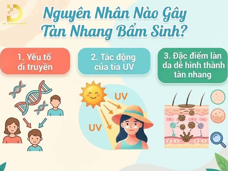Tàn Nhang Bẩm Sinh Là Gì? Dấu Hiệu, Nguyên Nhân & Cách Điều Trị 15 Nguyên nhân nào gây tàn nhang bẩm sinh?