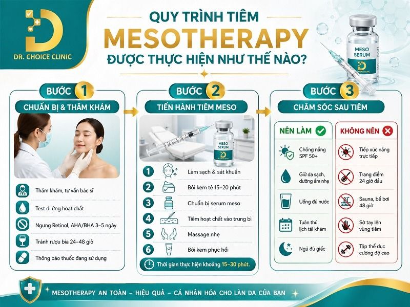 Mesotherapy Điều Trị Da Là Gì? Đặc Điểm, Ứng Dụng & Lưu Ý 12 Quy trình tiêm Mesotherapy điều trị da