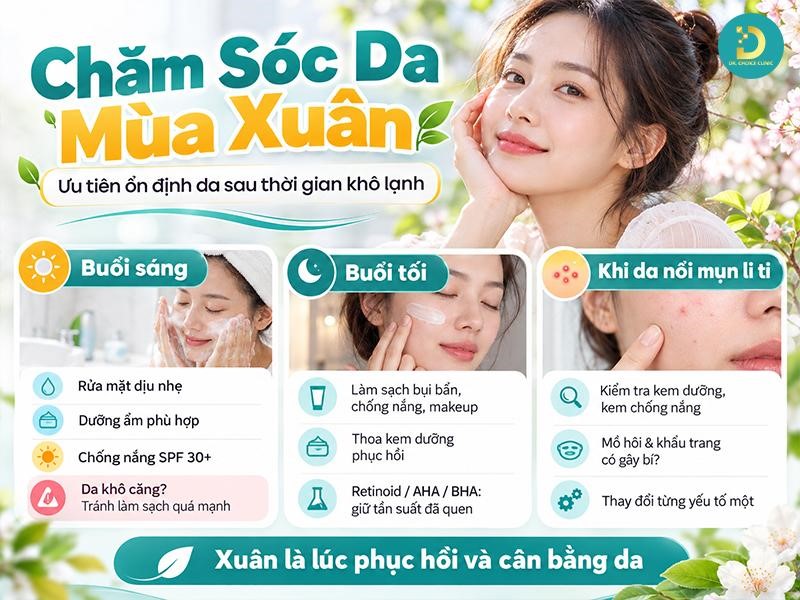 Cách Chăm Sóc Da Khỏe Đẹp Theo Mùa Phù Hợp Cho Mọi Loại Da 10 Chăm sóc da mùa xuân: Ưu tiên ổn định da sau thời gian khô lạnh
