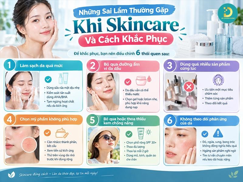 Skincare Là Gì? Quy Trình Chăm Sóc Da Ngày & Đêm Chuẩn 11 Sai lầm khi skincare và cách khắc phục