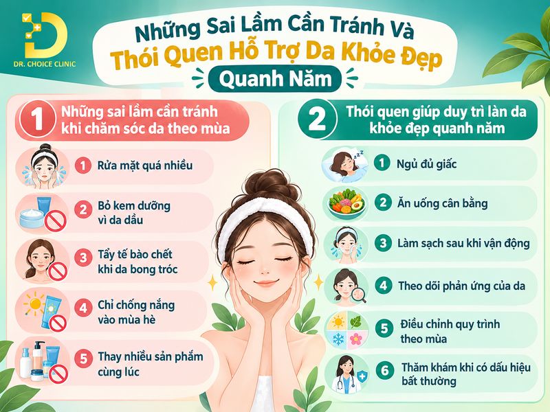 Cách Chăm Sóc Da Khỏe Đẹp Theo Mùa Phù Hợp Cho Mọi Loại Da 15 Sai lầm cần tránh & Thói quen tốt khi chăm da theo mùa
