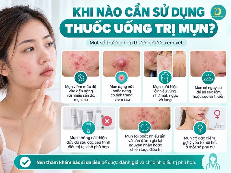 Thuốc Uống Trị Mụn: Các Loại & Lưu Ý Sử Dụng Hiệu Quả 7 Trường hợp cần sử dụng thuốc trị mụn